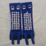 4 layers blue velvet ghungroo in silver bells