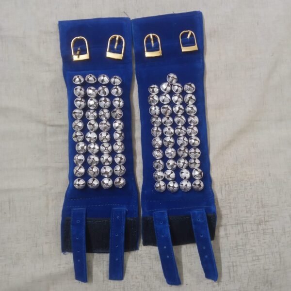 4 layers blue velvet ghungroo in silver bells