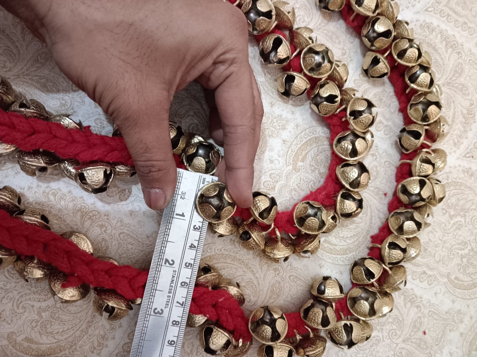 100+100 Kathak Ghungroo 2.5 cms in red threads 1