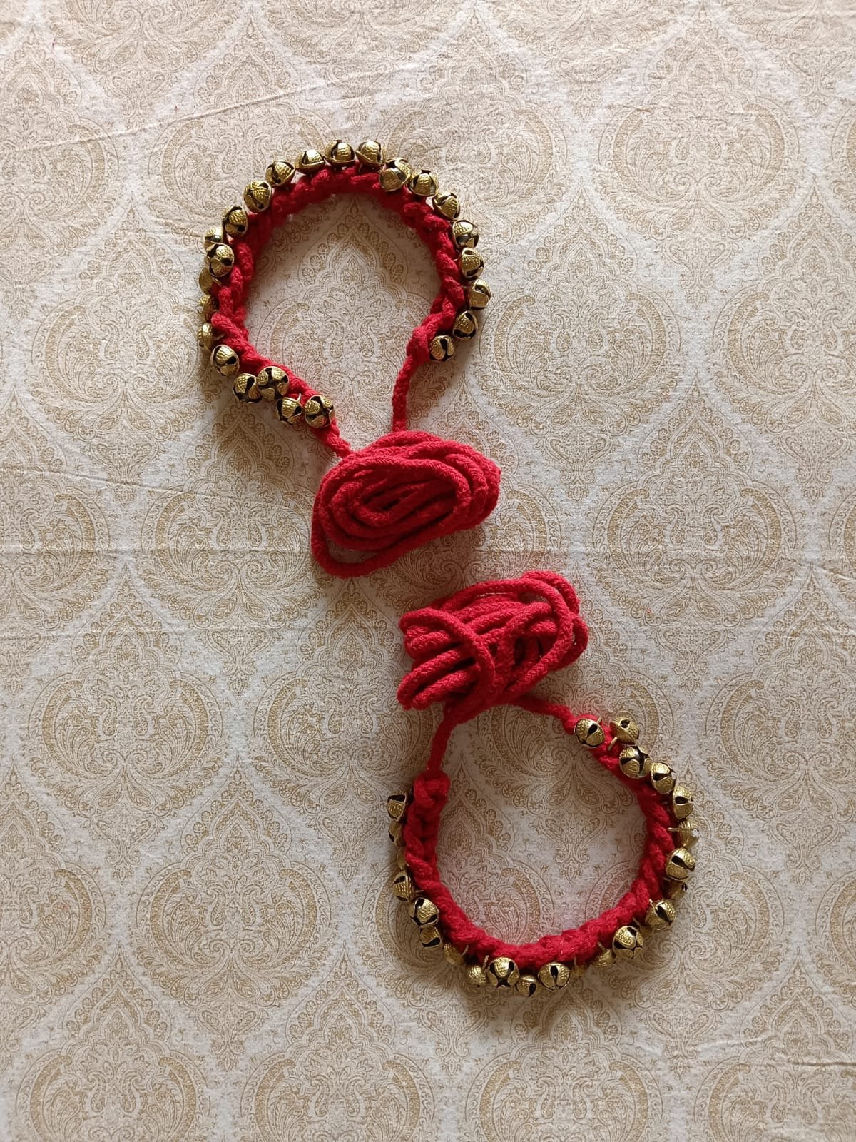 25+25 Kathak Ghungroo red threads 1.6 cms